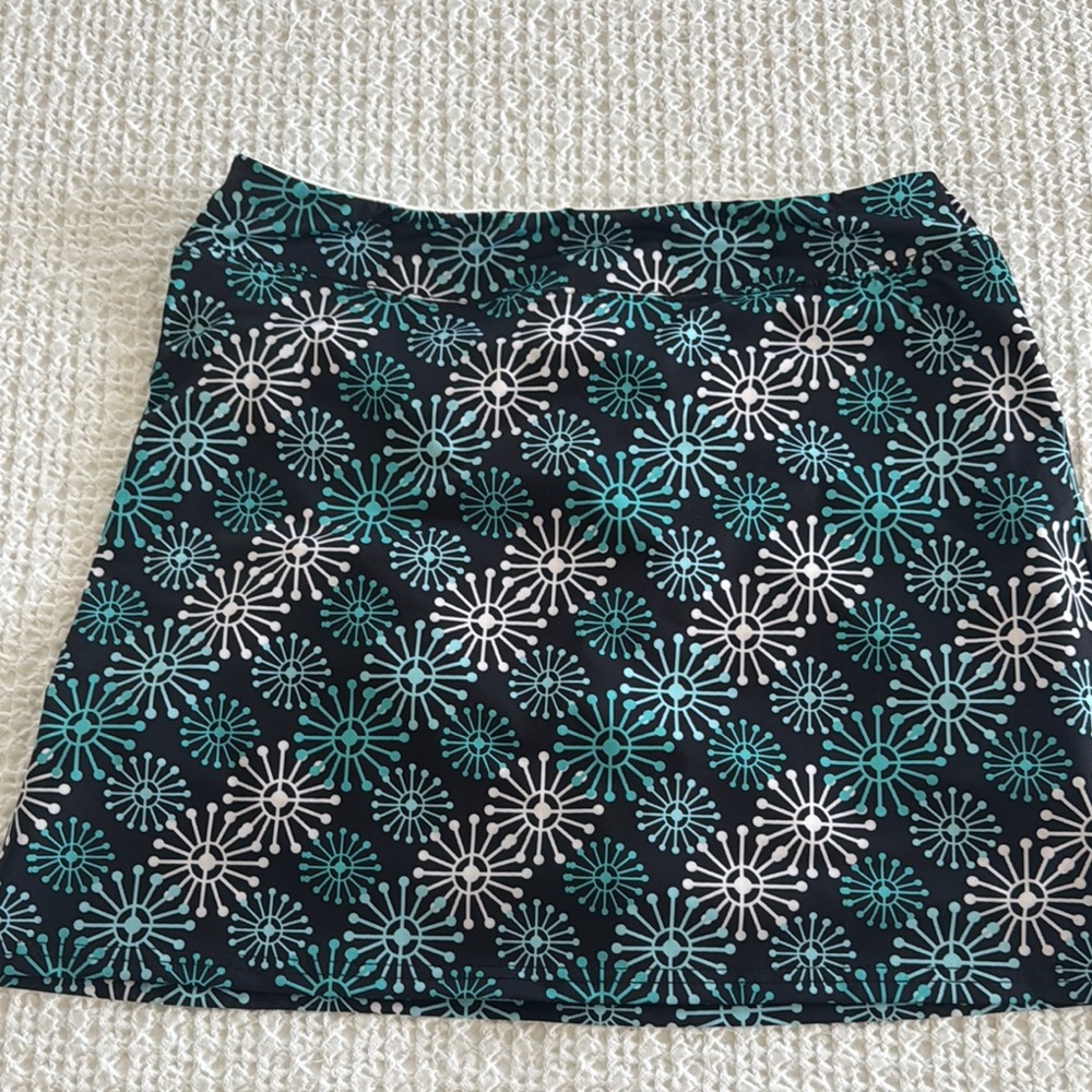 Floral Patterned Skort - Black and Teal